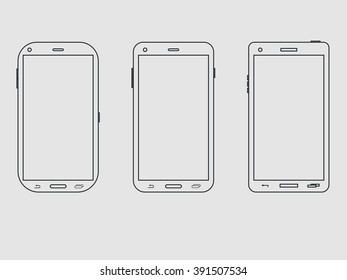 Smartphone outline icon set. The layout of the line smartphone. Vector.