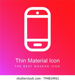 Smartphone outline red and pink gradient material white icon minimal design