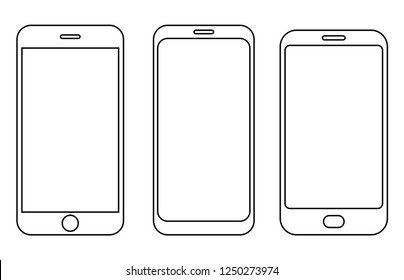 Smartphone outline set vector