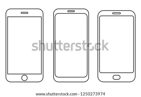 Smartphone outline set vector