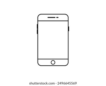 Smartphone outline stroke vector mobile mockup design. Realistic cellphone device frame with blank screen volume and power button for UI UX presentation template isolated on white background