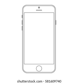 Smartphone outline template. mobile phone smartphone vector eps10. Mobile phone or Smartphone front view outline vector eps10.