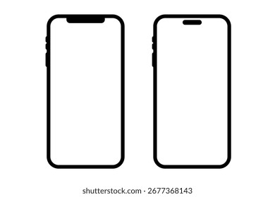 Smartphone outline transparent background icon set for mobile app design, digital technology, communication and user interface elements for project design