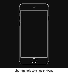 Smartphone outline vector eps10. Smartphone  front side view call mobile phone outline icon.