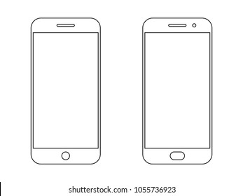 Smartphone Outline Vector Icon Of Mobile Smart Phone Screen Or Modern Android Cellphone