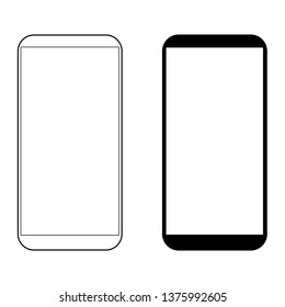 Icono de vector de contorno de teléfono inteligente móvil icono de maqueta de pantalla plana