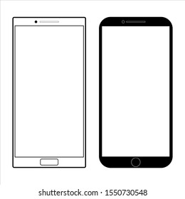 Smartphone outline vector icon of mobile smart phone screen simple flat icon mock up set telephone android