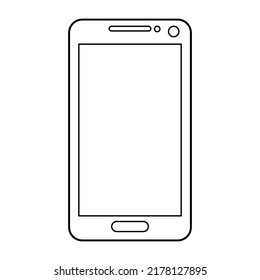 smartphone outline vector illustration,isolated on white background,top view