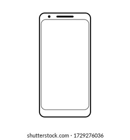 Smartphone outline vector stock icon of mobile smartphone screen simple flat icon mock up set telephone android. Template eps10