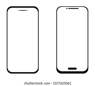 Smartphone outline vector stock icons set of mobile smartphone screen simple flat icon mock up set telephone android
