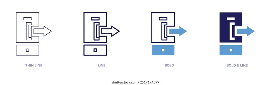 Smartphone output icon in 4 different styles. Thin Line, Line, Bold, and Bold Line. Duotone style. Editable stroke.