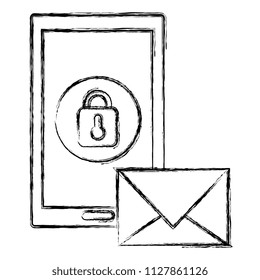 smartphone with padlock and envelope