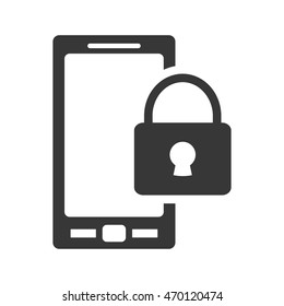 Smartphone padlock gadget technology media icon. Isolated and flat illustration. Vector graphic