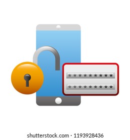 smartphone with padlock isolated icon