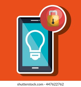 smartphone  with padlock  isolated icon design, vector illustration  graphic 