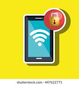 smartphone  with padlock  isolated icon design, vector illustration  graphic 