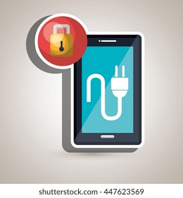 smartphone  with padlock  isolated icon design, vector illustration  graphic 