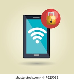 smartphone  with padlock  isolated icon design, vector illustration  graphic 