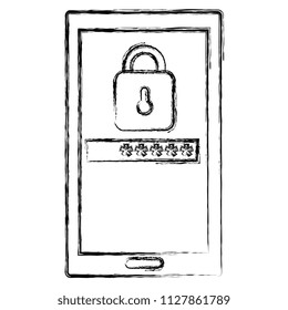 smartphone with padlock and password
