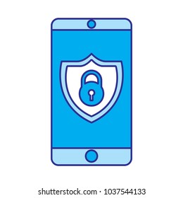 smartphone padlock security protection data app vector illustration blue image
