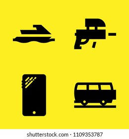 smartphone, paintball, van and jet ski vector icon set. Sample icons set for web and graphic design