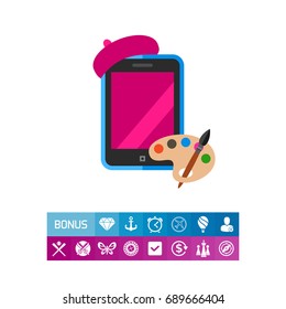 Smartphone with Painter Hat Icon