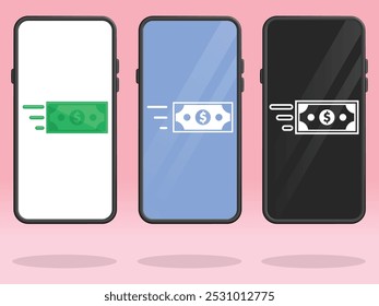 Smartphone Paper Money Sending Payment Transaction