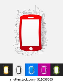 smartphone paper sticker with hand drawn elements