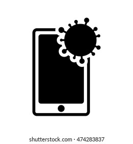 smartphone parasite cyber security system protection silhouette icon. Flat and Isolated design. Vector illustration