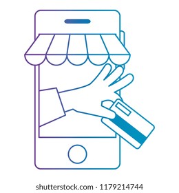 smartphone with parasol and credit card