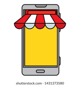 smartphone with parasol ecommerce app