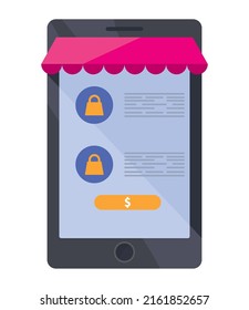 smartphone with parasol ecommerce icon