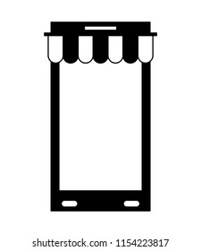 smartphone with parasol isolated icon
