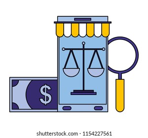 smartphone with parasol and objects