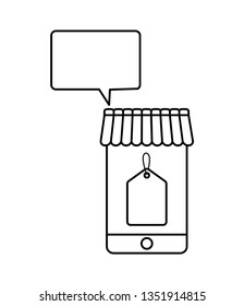 smartphone with parasol and speech bubble