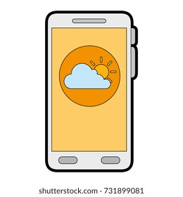 smartphone with partly cloudy weather application