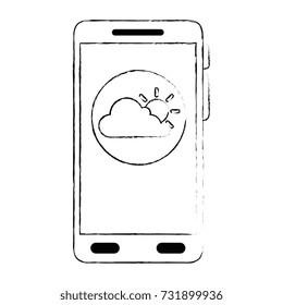 smartphone with partly cloudy weather application
