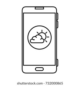 smartphone with partly cloudy weather application