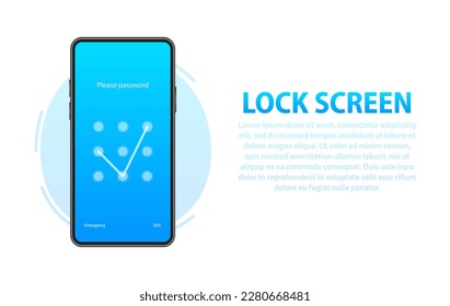 Smartphone con interfaz de pantalla de bloqueo de código de paso. Protección de tu Smartphone y datos personales a partir de acceso no autorizado