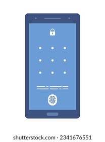 Smartphone with passcode lock screen interface, use biometric or enter pattern page. Vector illustration