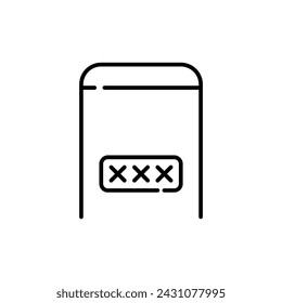 Smartphone and password dialog box. Pixel perfect vector icon