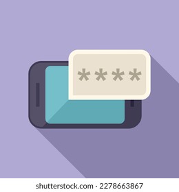 Smartphone password icon flat vector. Data privacy. Protect shield