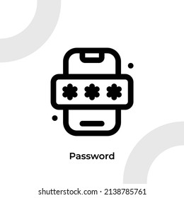 Smartphone Password Icon with Outline Style, Vector Editable