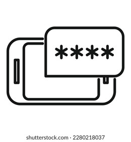 Vector de contorno de icono de contraseña de Smartphone. Privacidad de datos. Proteger