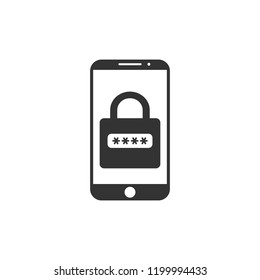 Smartphone password icon. Vector illustration, flat design.