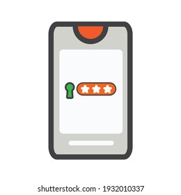 smartphone con ilustración de contraseña. ilustración de smartphone. icono de vector. 