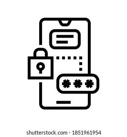 smartphone password line icon vector. smartphone password sign. isolated contour symbol black illustration