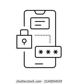 Smartphone Passwort-Linie Symbol Vektor. Passwortzeichen für Smartphone. isoliertes Kontursymbol
