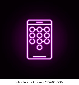 smartphone password neon icon. Elements of data secutity set. Simple icon for websites, web design, mobile app, info graphics