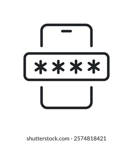 Smartphone password thin line icons. Perfect pixel on transparent background
